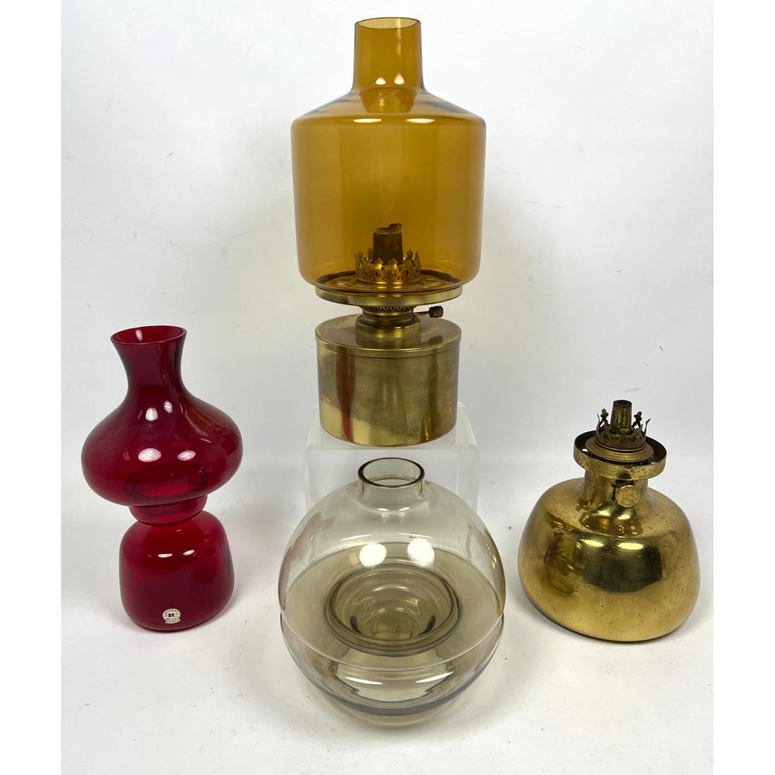 3pc Mid Century Modern Lanterns. Danish Modern Henning Koppel Louis Poulsen Petronella Oil Lamp.: 3pc Mid Century Modern Lanterns. Danish Modern Henning Koppel Louis Poulsen Petronella Oil Lamp. Hans-Agne Jakobsson Oil Lamp and Holmegaard Glass Lantern Dimensions: Height: 13 inches, Width: 6 inche