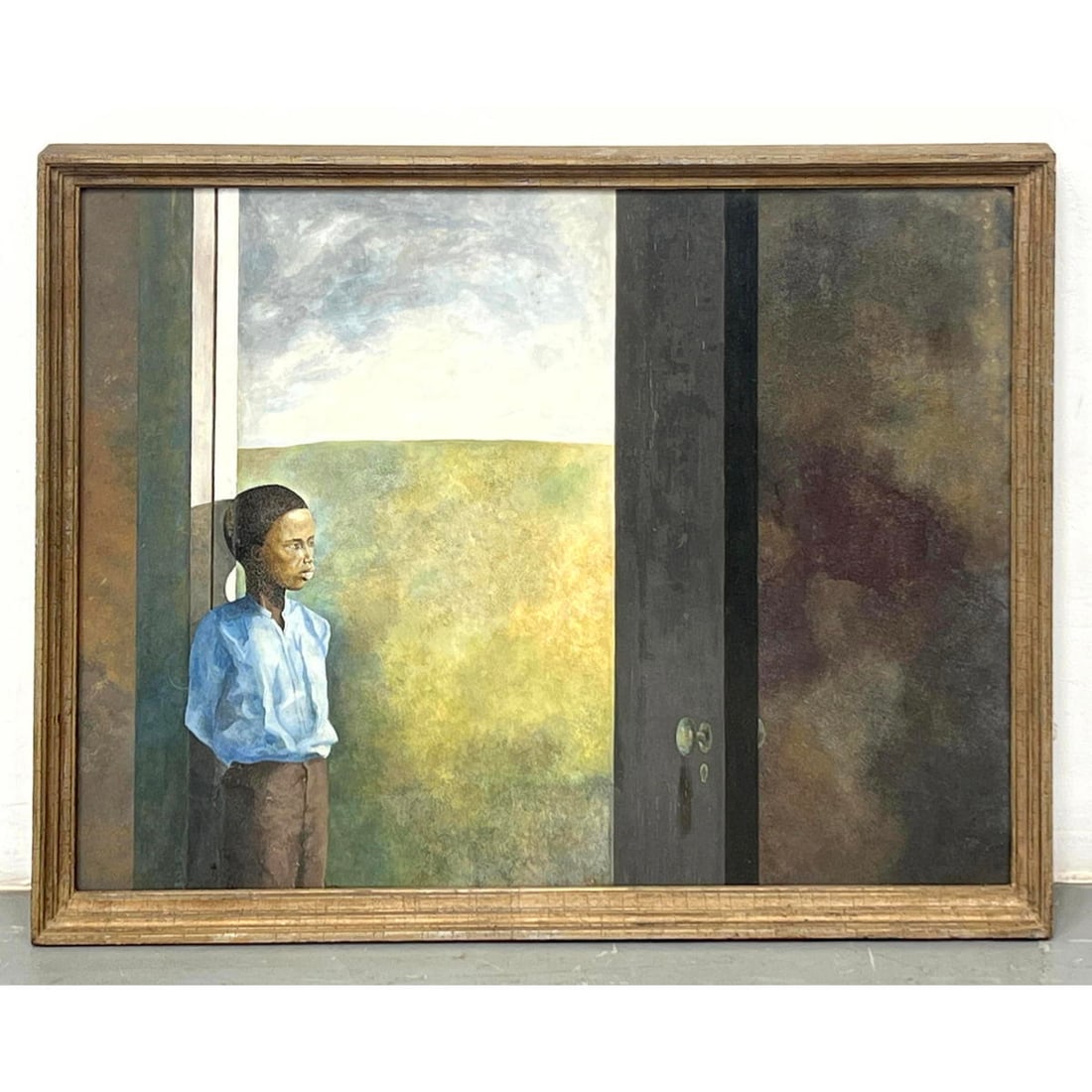 John Kurtz egg tempura painting on panel. marked 5/29/64: John Kurtz egg tempura painting on panel. marked 5/29/64 Dimensions: Frame Height: 26 inches, Frame Width: 33.75 inches, Depth: 2 inches. - Image Size: Image Height: 23 inches, Image Width: 31 inches.