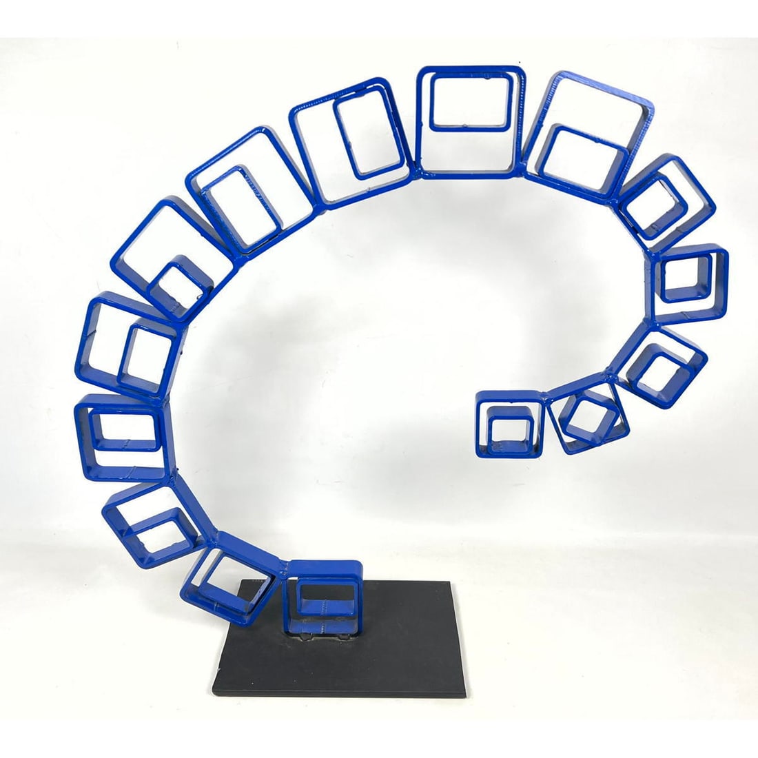 Joe Seltzer Iron Table Sculpture, Blue Arc. Made of found square and rectangular pipe sections welde (1 of 20)