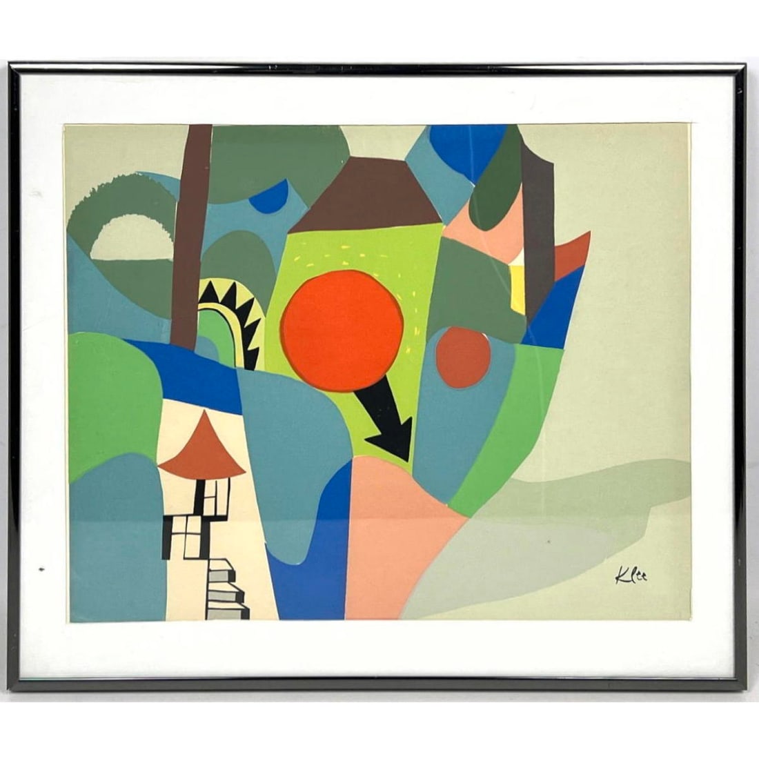 Colorful Paul Klee Silkscreen Print. Framed under glass. (1 of 8)