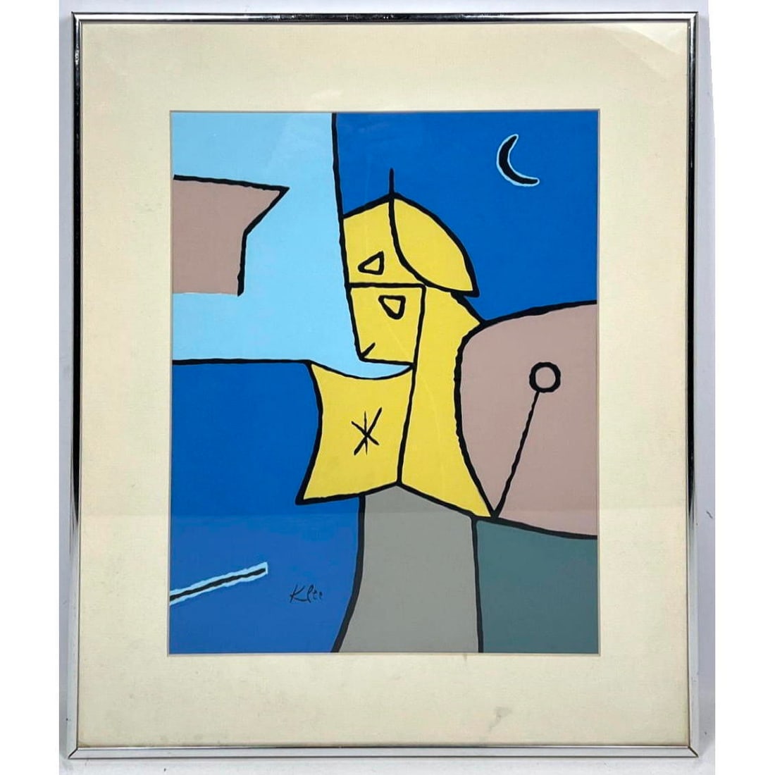 Abstract Paul Klee Silkscreen Print. Framed under glass. (1 of 8)