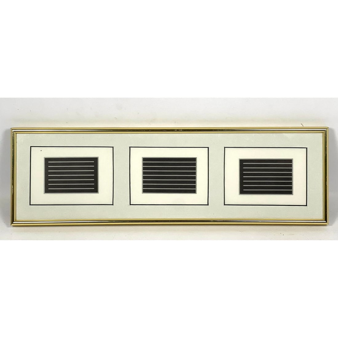 DONALD JUDD 3 pc miniature prints on vellum paper in frame. (1 of 7)