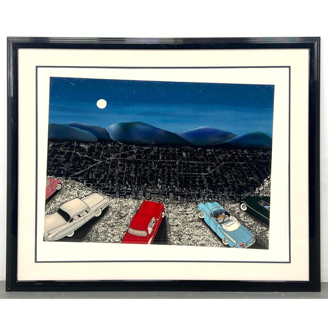 Signed LINNEA PERGOLA Serigraph Print. Vintage Cars Automobiles. "One Summer Night/Giant" #96/295. M (1 of 11)