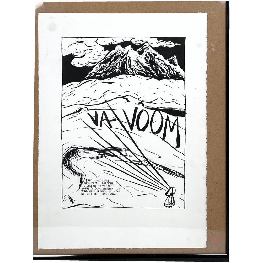 Raymond Pettibon VA VOOM Lithograph. Unsigned.: Raymond Pettibon VA VOOM Lithograph. Unsigned. Dimensions: Frame Height: 25 inches, Frame Width: 19 inches. - Image Size: Image Height: 20.25 inches, Image Width: 14.5 inches. --- US Packing and Shipp