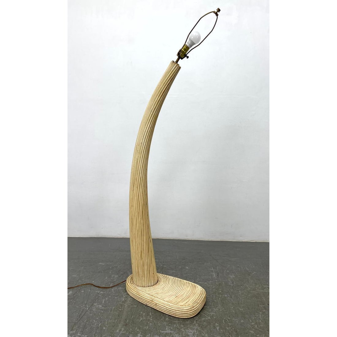Bamboo pencil reed curved floor lamp. Modernist lighting. (1 of 5)