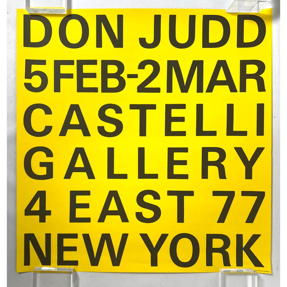 DONALD JUDD at CASTELLI GALLERY Exhibition Poster. Graphic Yellow and Black Poster. Vintage. (1 of 6)