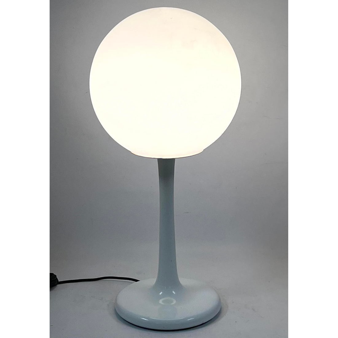 Mid Century Modern Pedestal Lamp with Frosted Cased Glass Shade.  Attributed to Laurel. (1 of 6)