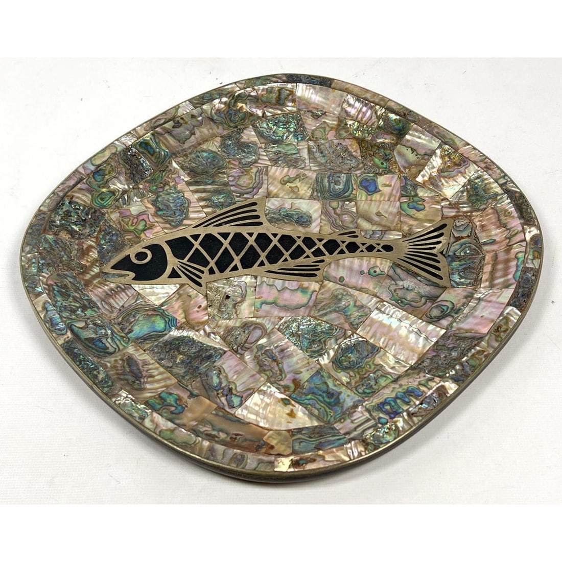 Los Castillo Abalone and Metal Tray.  Fish design. (1 of 17)