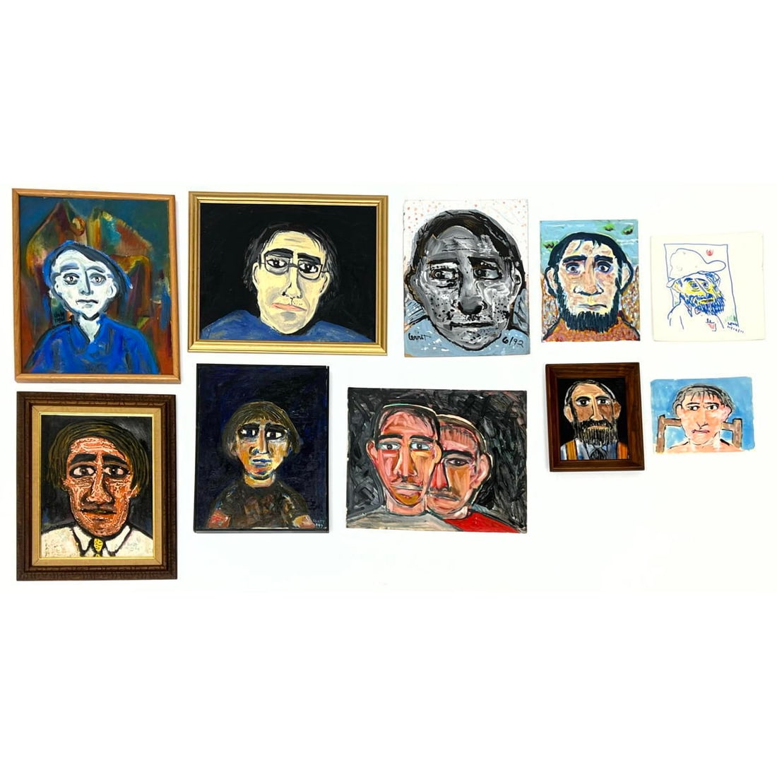 Collection 10 Vintage Portrait Paintings. by LEVITT. Mixed Mediums.  Most Signed and Dated. (1 of 20)