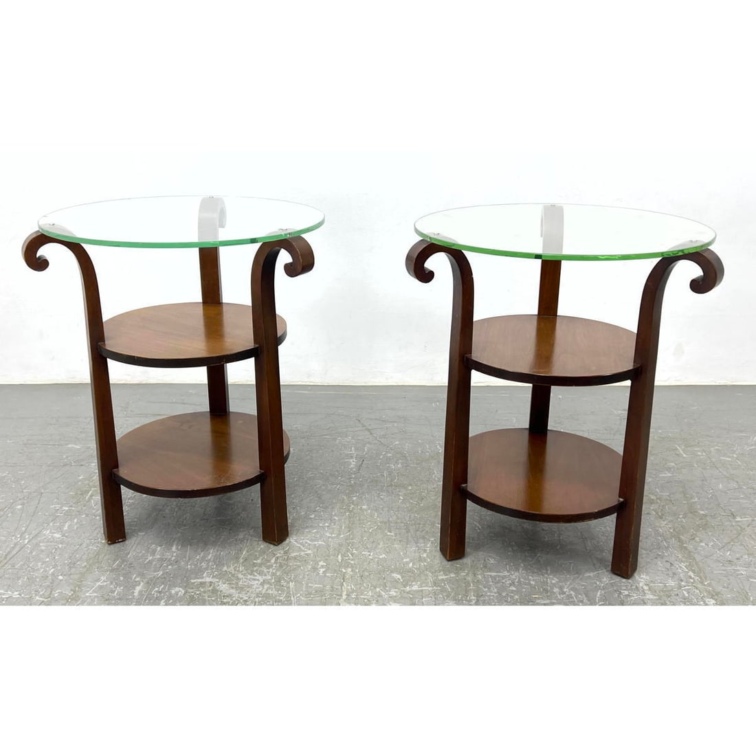 Art Deco Walnut Framed Side Tables with Glass Tops. (1 of 20)
