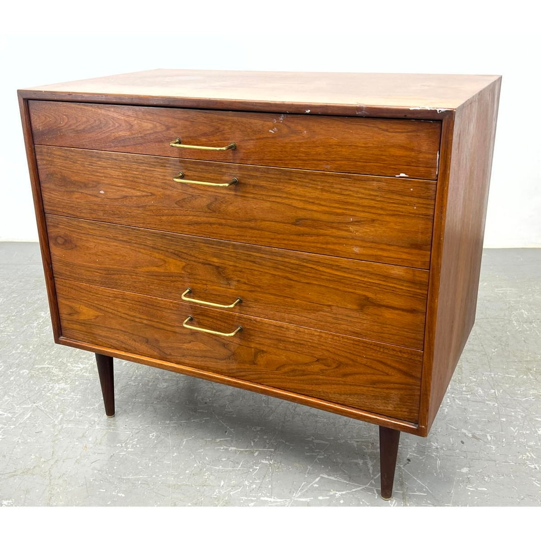 Jens Risom Low Chest Dresser. Metal pulls. Tapered Legs. (1 of 12)