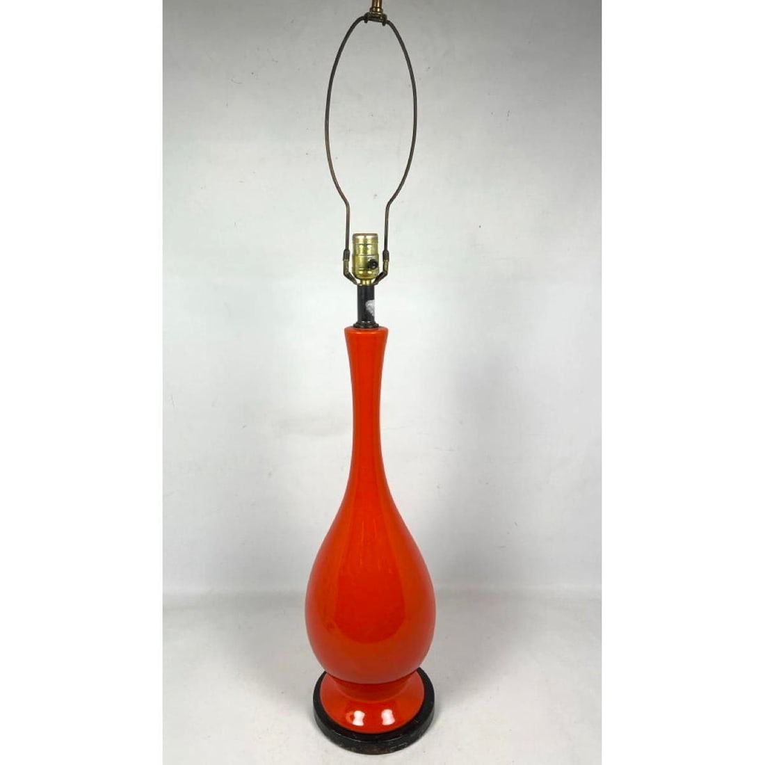 Red Orange Glazed Long Neck Table Lamp. Modernist bottle form. (1 of 12)
