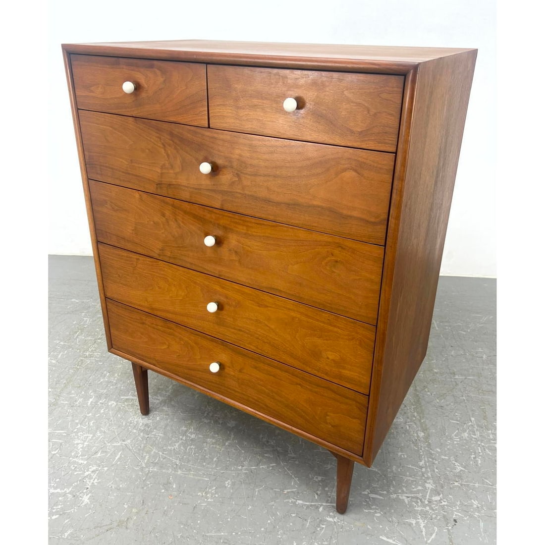Drexel Kipp Stewart Tall Chest Dresser with White Knobs (1 of 17)