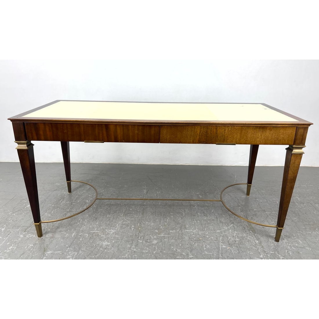 Classical Baker Furniture Writing Desk. Brass capped and arched Stretcher. (1 of 13)