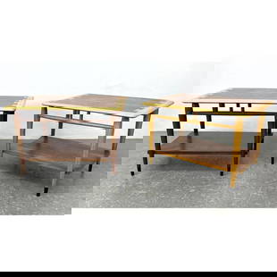 Pair Lane Acclaim American Modern Side Tables. Andre Bus.: Pair Lane Acclaim American Modern Side Tables. Andre Bus. Dimensions: Height: 20 inches, Width: 21 inches, Depth: 28 inches. ---