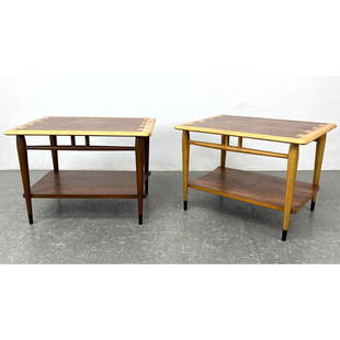 Pair Lane Acclaim American Modern Side Tables. Andre Bus.: Pair Lane Acclaim American Modern Side Tables. Andre Bus. Dimensions: Height: 20 inches, Width: 21 inches, Depth: 28 inches. ---