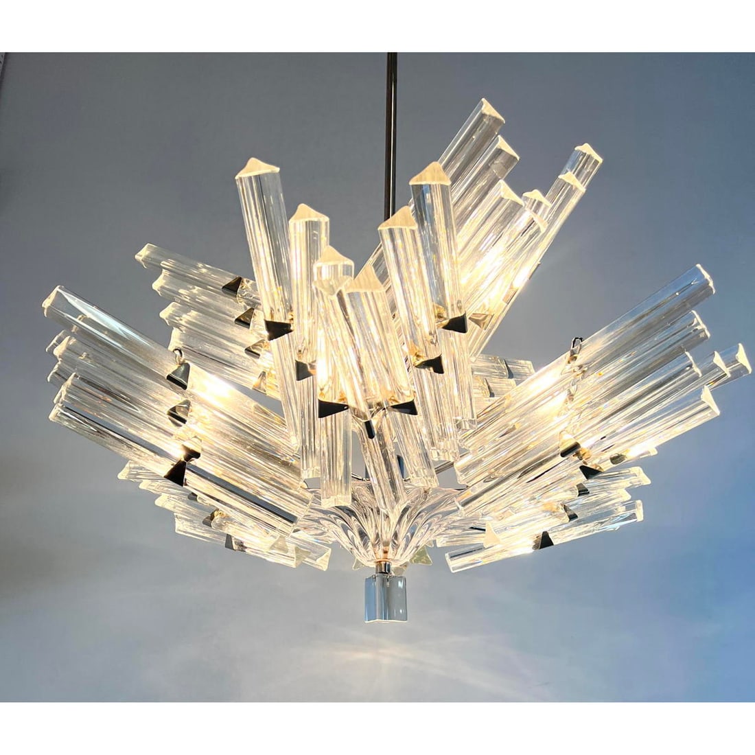 Camer style Starburst Prism Ceiling Lamp Chandelier. Multi side plastic prisms. (1 of 10)