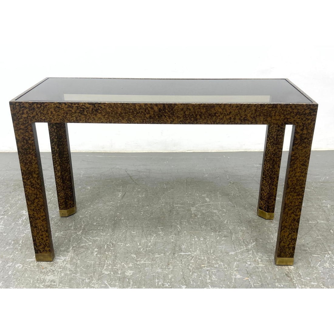 Henredon Oil Spot Finish Console Sofa Table. Inset glass. (1 of 10)