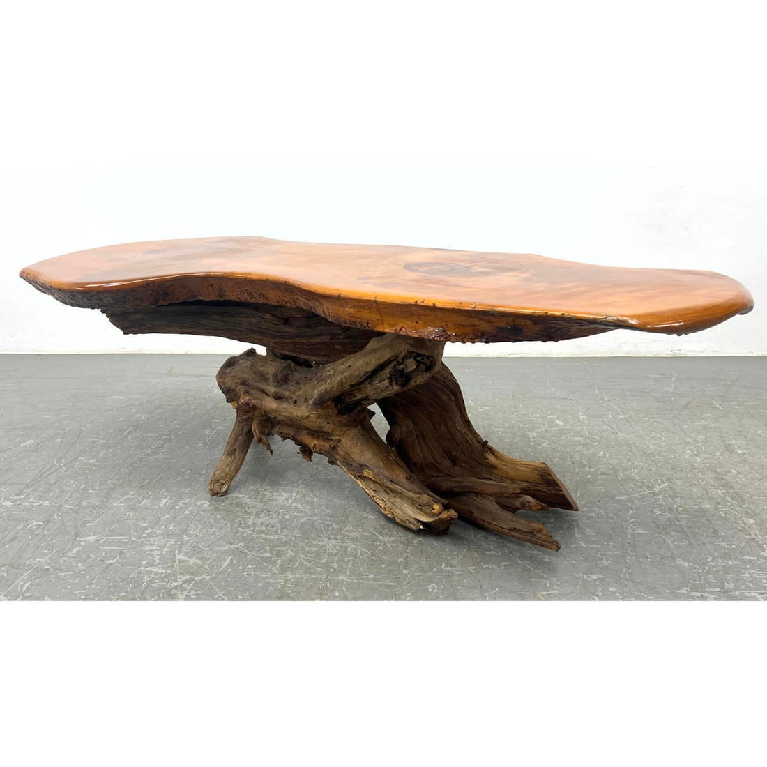 Thick Slab Live Edge Top Driftwood Base Coffee Table. Artisan Made. (1 of 10)