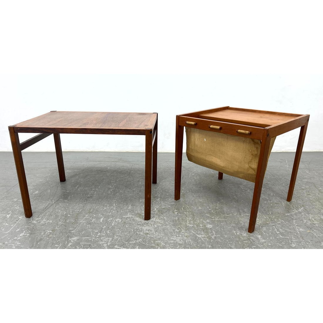 2pcs Danish Modern Denmark Rosewood Side Table and Teak Magazine Table (1 of 12)