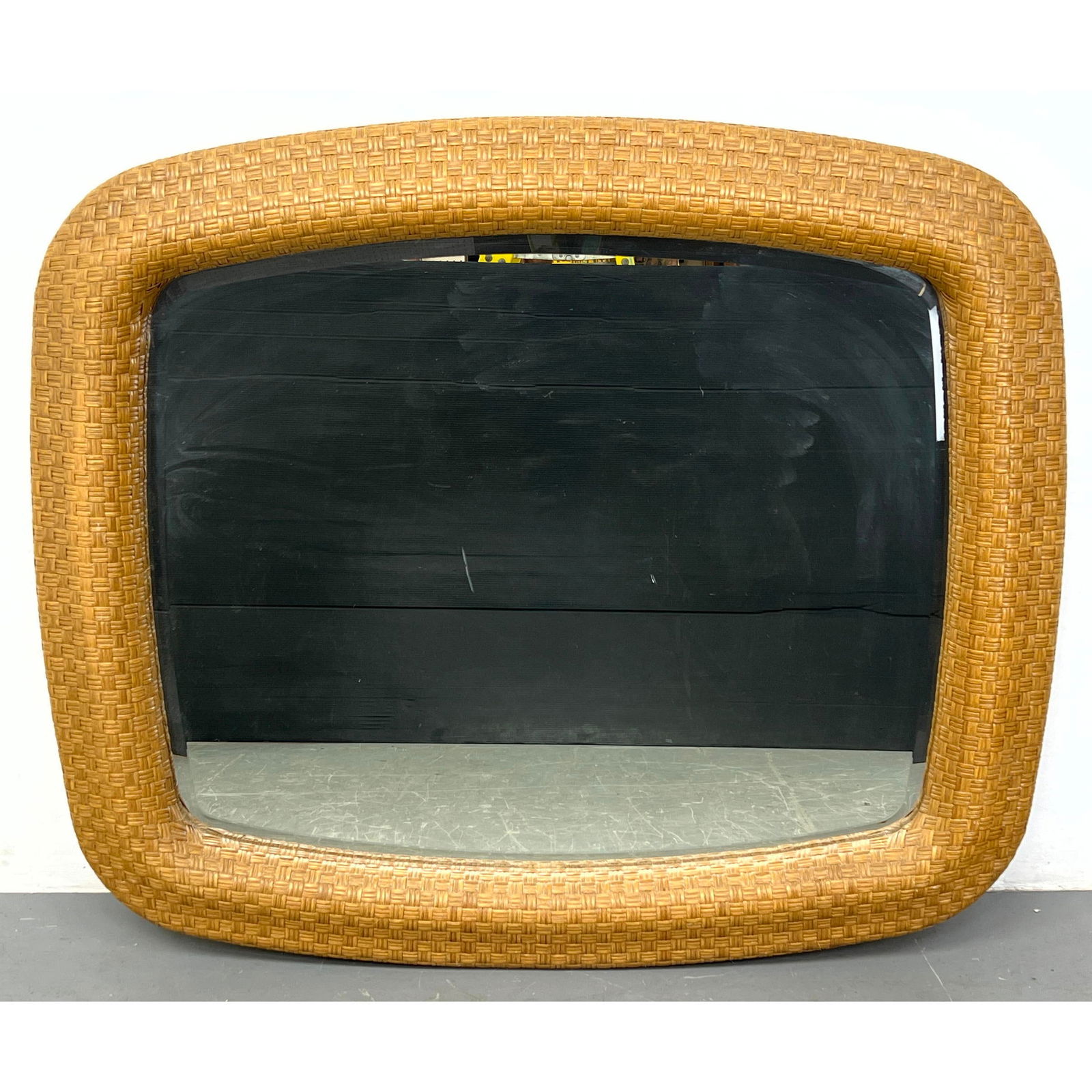 Large Decorative Rattan Wall Mirror. Wide deep frame. (1 of 7)