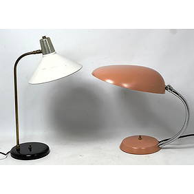2pc Modernist Enameled Shade Lamps. After Greta Grossman "Gubi" Cobra Lamp. Vintage Mid Century Mode (1 of 10)