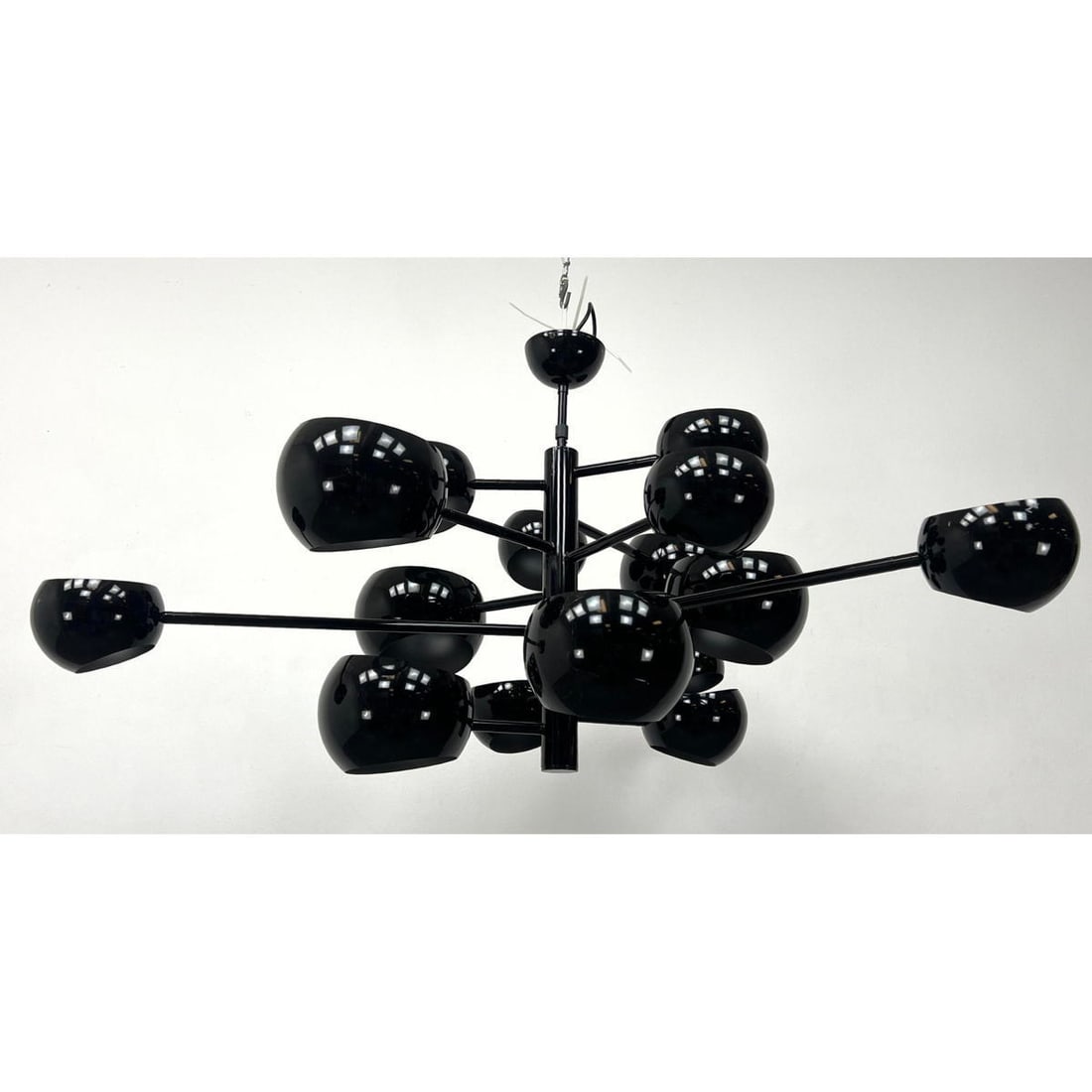 Black Sputnik Style Chandelier open disc shades.  Stilnovo Label. (1 of 10)