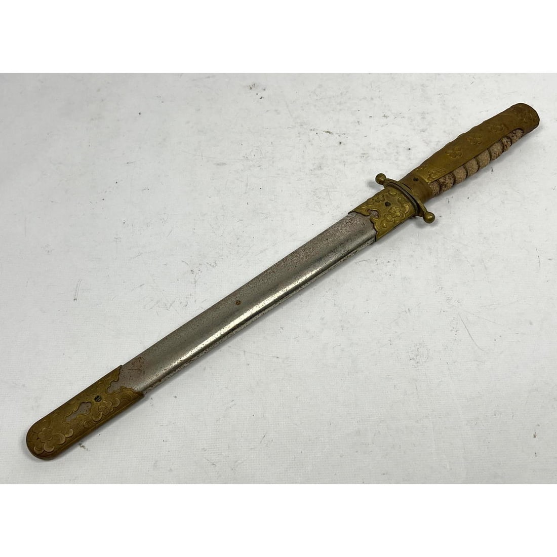 World War II Chinese Officer's Army Dagger. Shagreen and metal hilt. Has scabbard. (1 of 10)