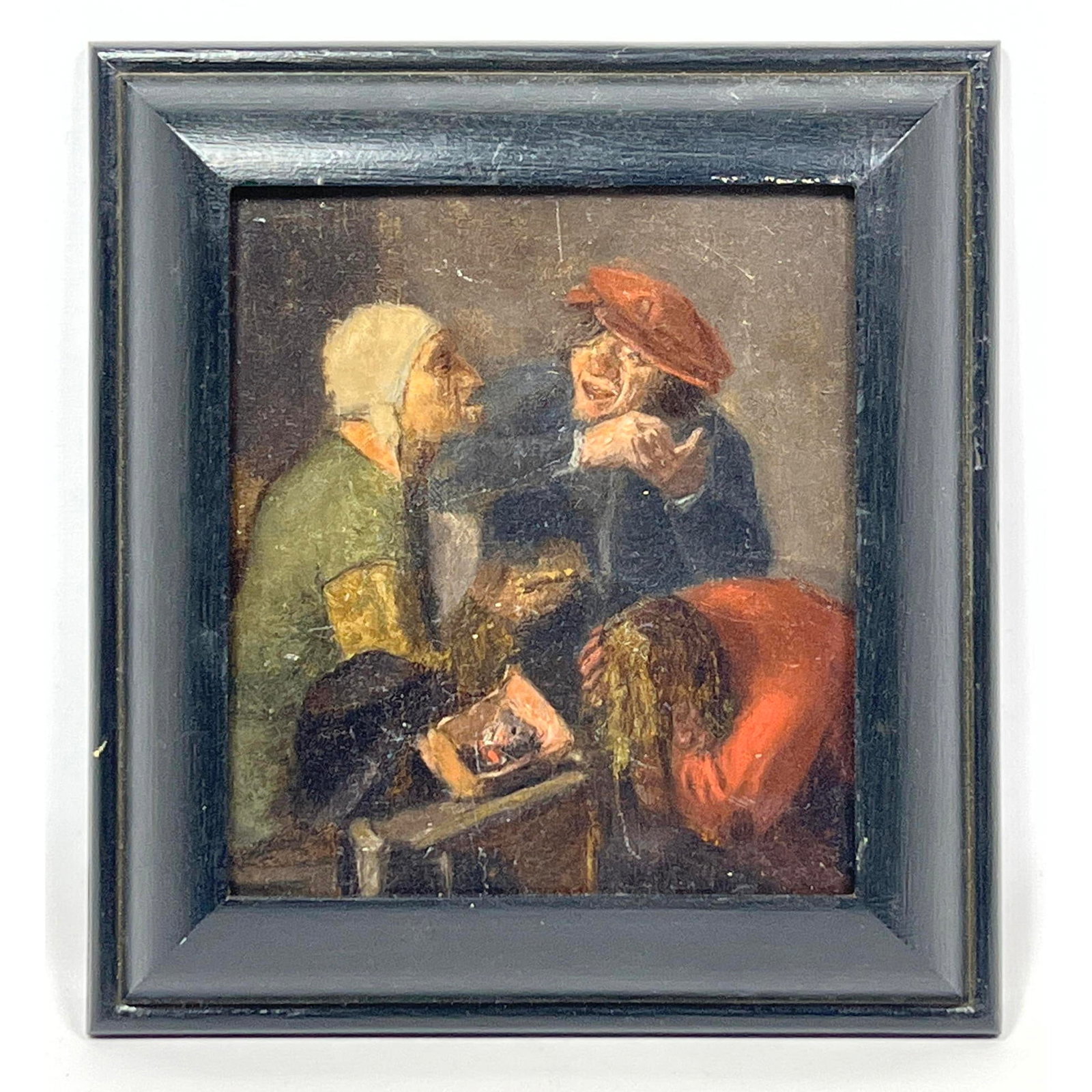 Dutch style Unsigned Painting on Board.: Dutch style Unsigned Painting on Board. Dimensions: Frame Height: 9 inches, Frame Width: 8.25 inches. - Image Size: Image Height: 6.25 inches, Image Width: 5.5 inches. --- US Packing and Shipping char
