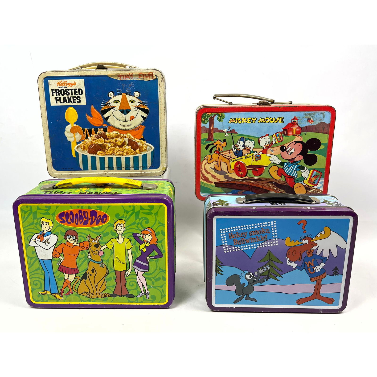 4pcs Vintage Metal Lunch Boxes. Scooby Doo, Mickey Mouse, Kellogg's, (1 of 18)