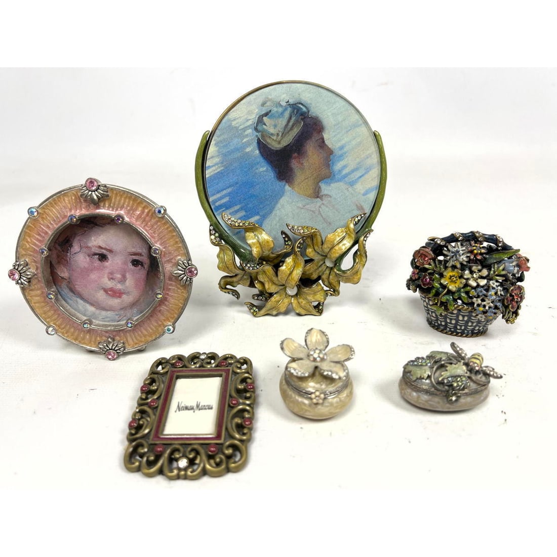 6pc Collection of JAY STRONGWATER Enamel items. 3 Frames. 3 Lidded Boxes. All marked; one signed 200 (1 of 20)