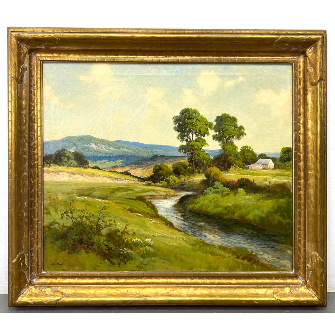 Robert Wood "Colorado Farm" Painting   (American  1889 ? 1979):  Oil on Canvas.  Original Frame.  Ti (1 of 7)