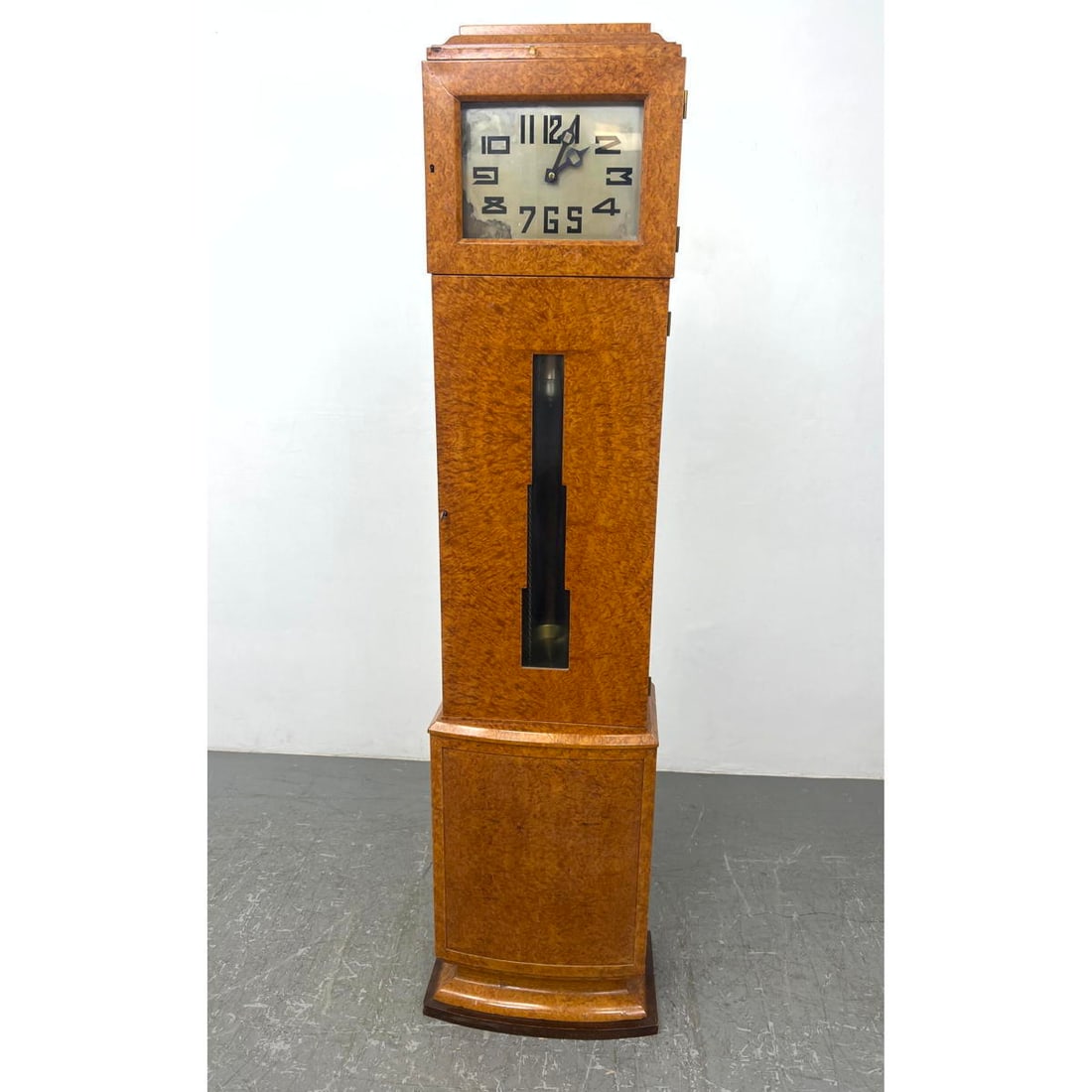 French Art Deco Tall Case Clock.  Burl wood Case. (1 of 11)