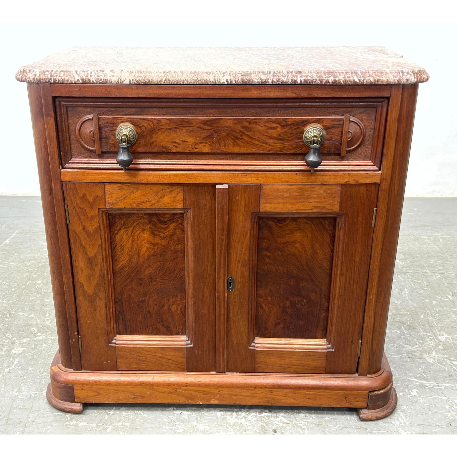 Marble Top Victorian Walnut Wash Stand. Brass and Wood drop pulls. (1 of 11)