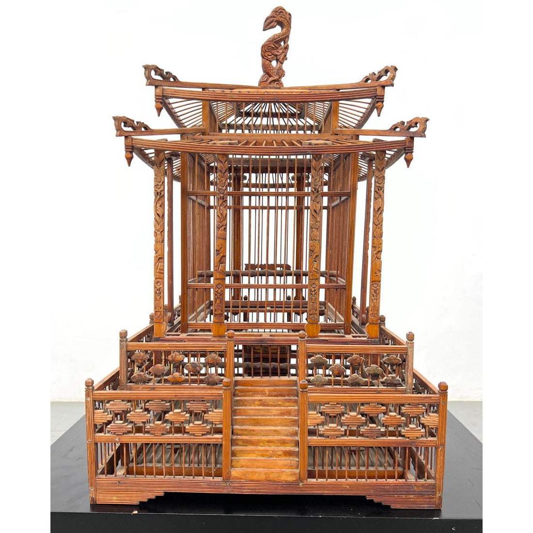 Large Chinese Pagoda Form Wood Bird Cage (1 of 9)