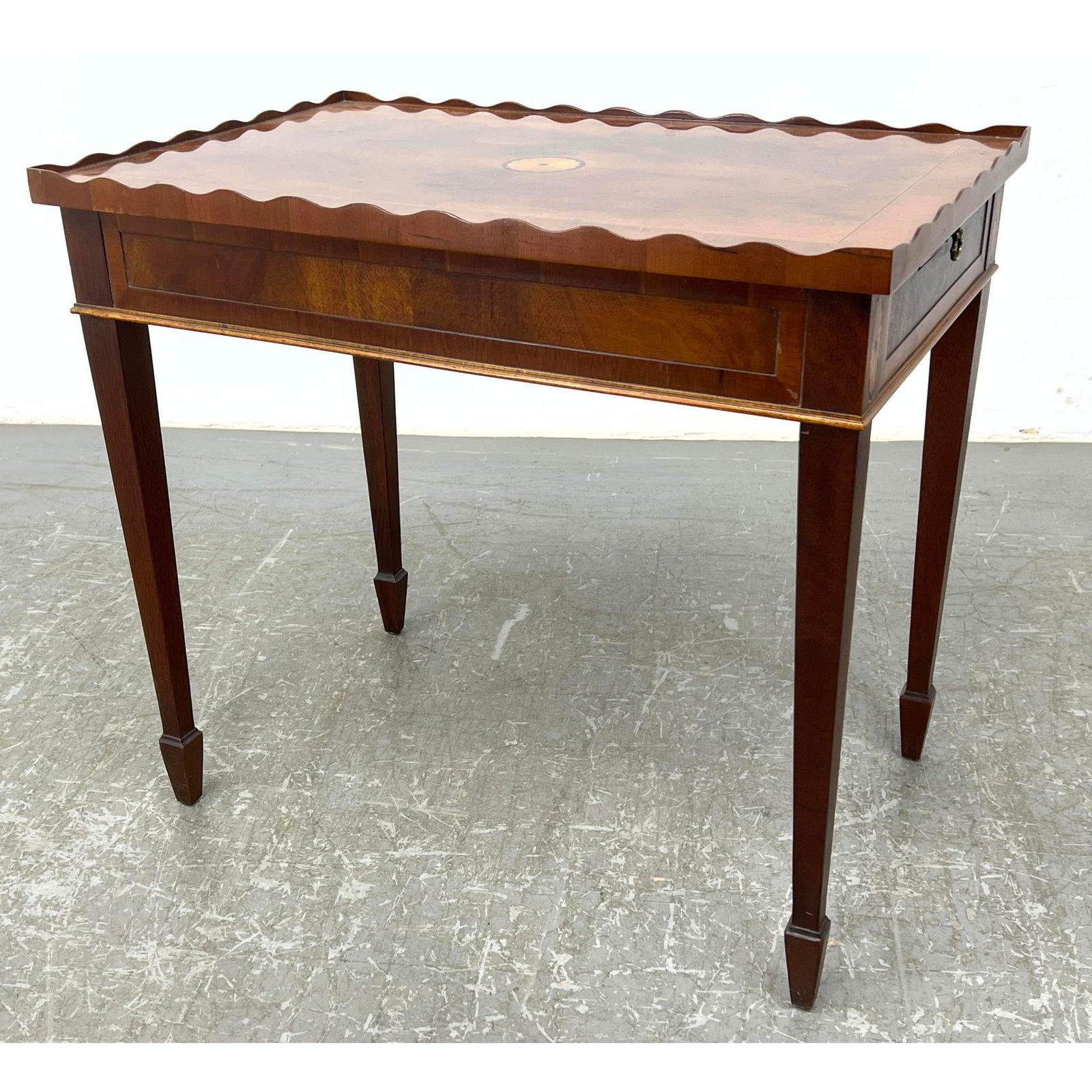 HEKMAN Mahogany Inlaid Federal style Side Table. Inlaid medallions to top and corners. Small Pull Ou (1 of 14)