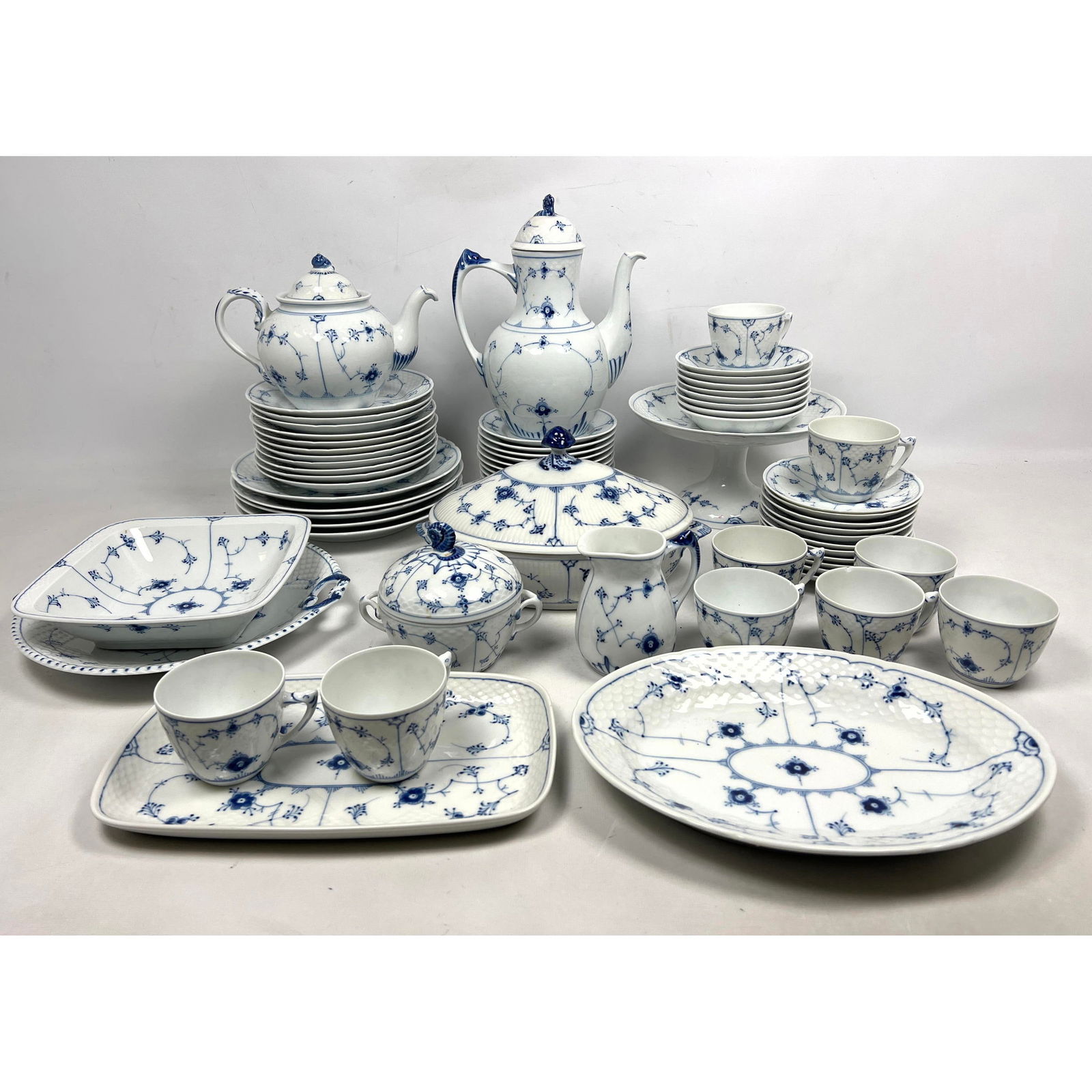 A Royal Copenhagen Blue Fluted China Set. Dinner. Tea. and Coffee Service. some pieces marked Bin (1 of 19)
