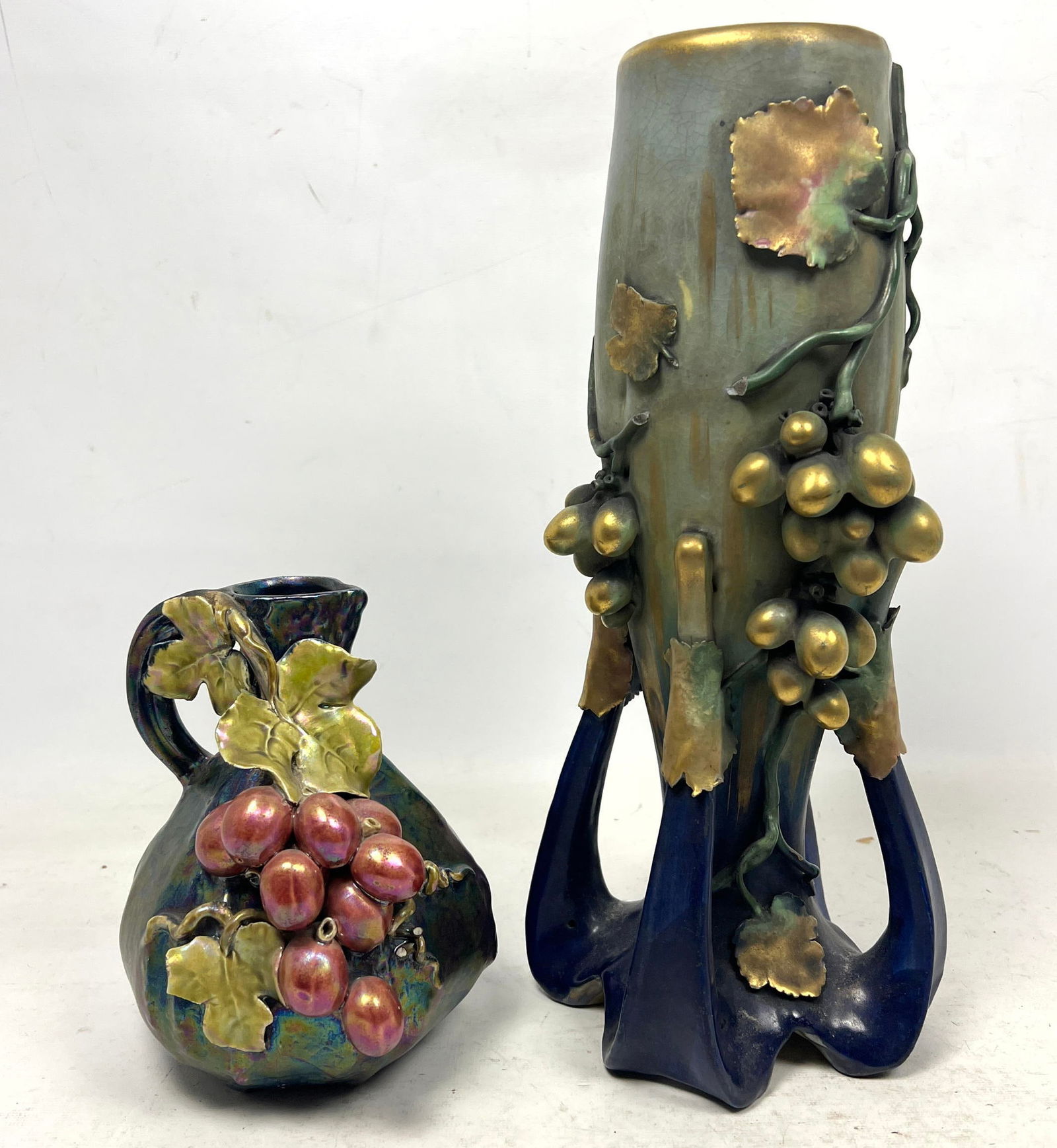 2Pc Austrian Amphora Pottery fruit vases. (1 of 15)