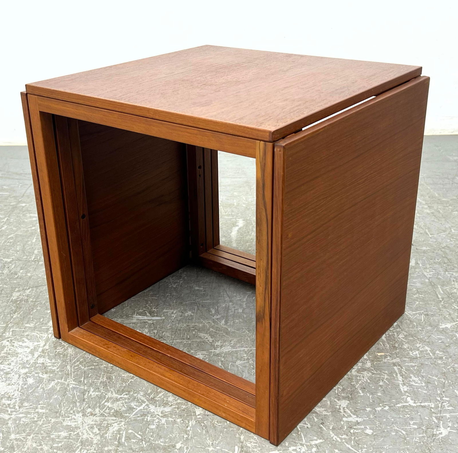 3pc KAI KRISTIANSEN Nesting Cube End Tables. Set of three teak single side tables that form cube whe (1 of 11)