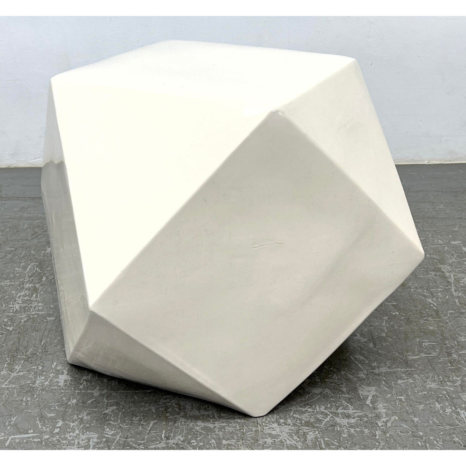 Lacquer Finish Polyhedron Modernist End Side Table. Multi faceted form. (1 of 7)