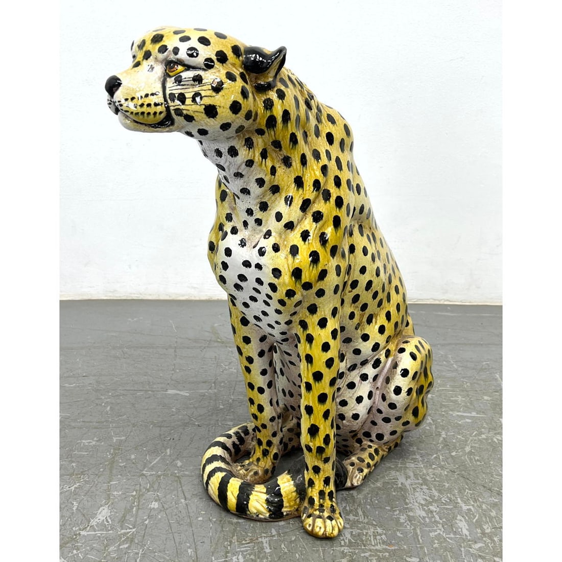 Italian Terracotta Glazed Pottery Figural Leopard Sculpture. Marked Italy. (1 of 8)