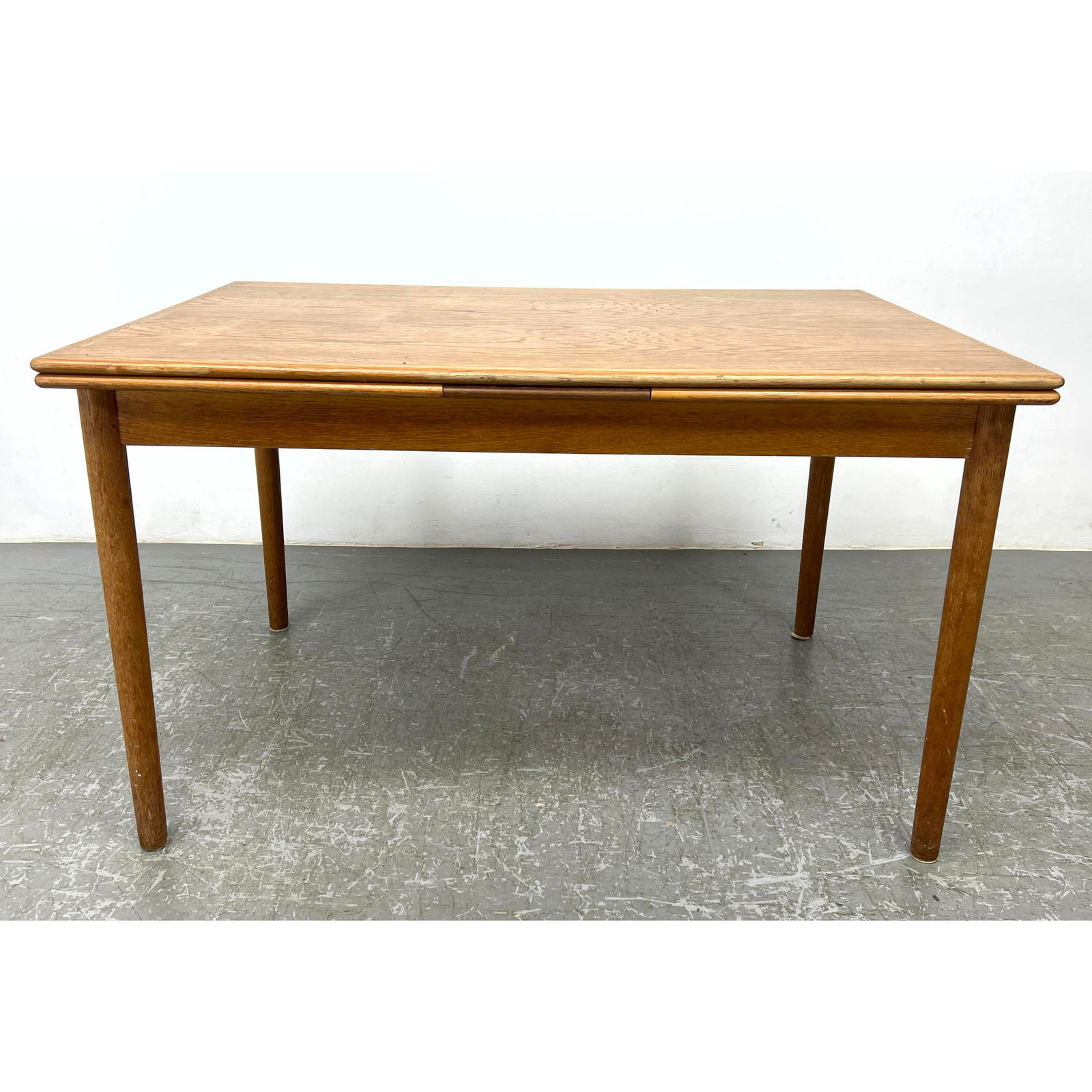 Danish Oak draw leaf dining table.  Refractory style. (1 of 13)