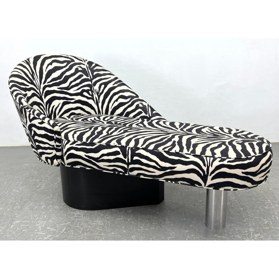 Decorator Custom design Zebra Fabric Chaise Lounge. Sloped Arched Back Rest. Aluminum Tube Foot. Ebo (1 of 8)