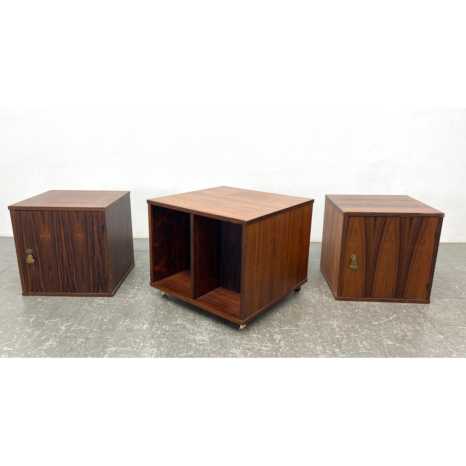 3pcs Rosewood Cube Cabinets.  Bornholm Rosewood Rolling Table and   Two Rosewood Cube Cabinets (1 of 20)
