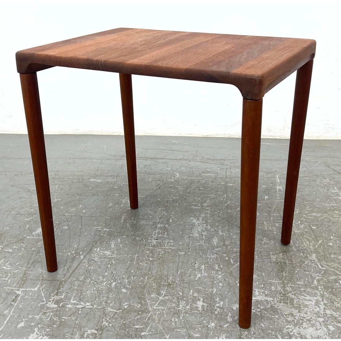 Butcher Block style Top Side Table. Modernist form with long elegant legs. (1 of 12)
