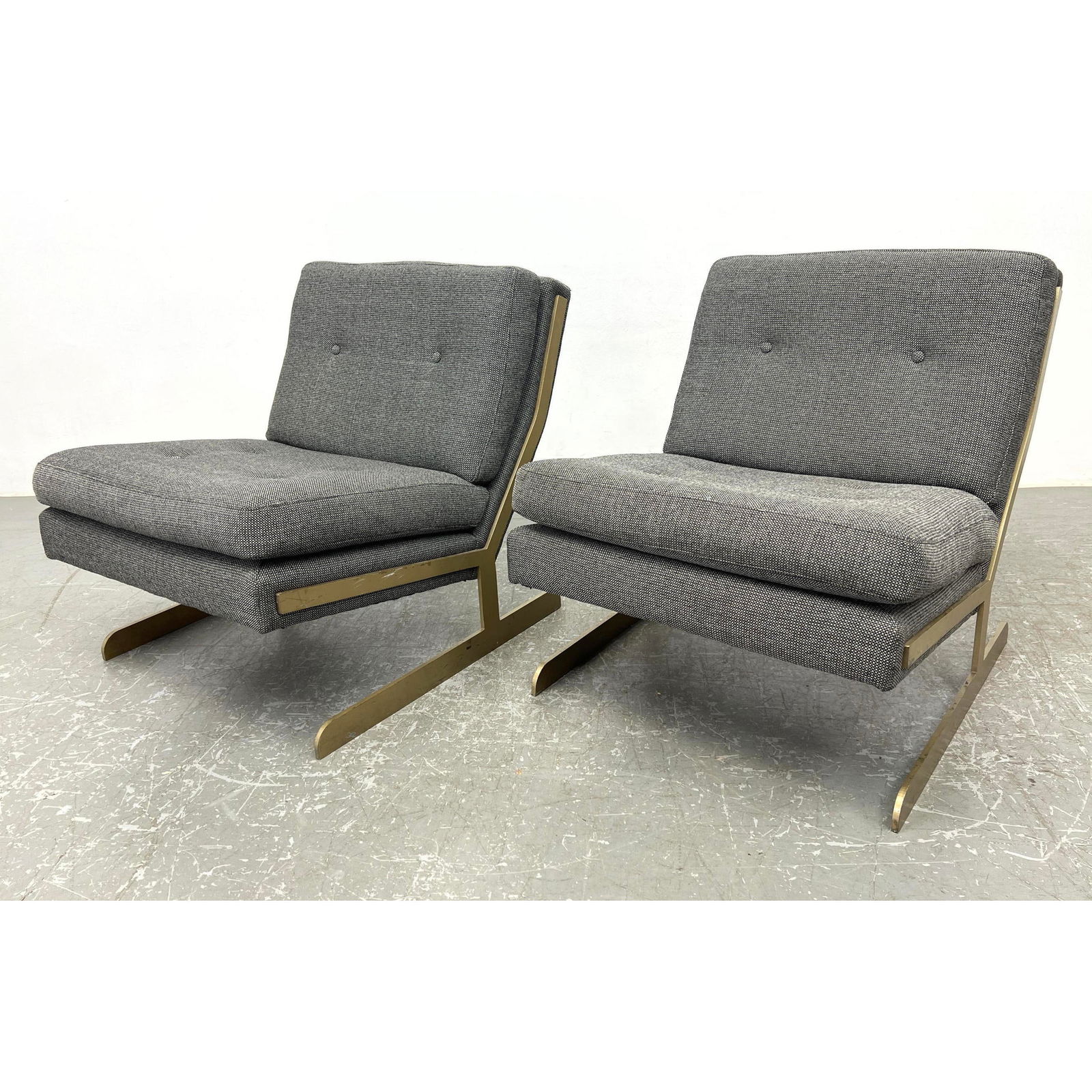 Pair Bernhardt Lance Armless Lounge Chair. Unmarked. (1 of 9)