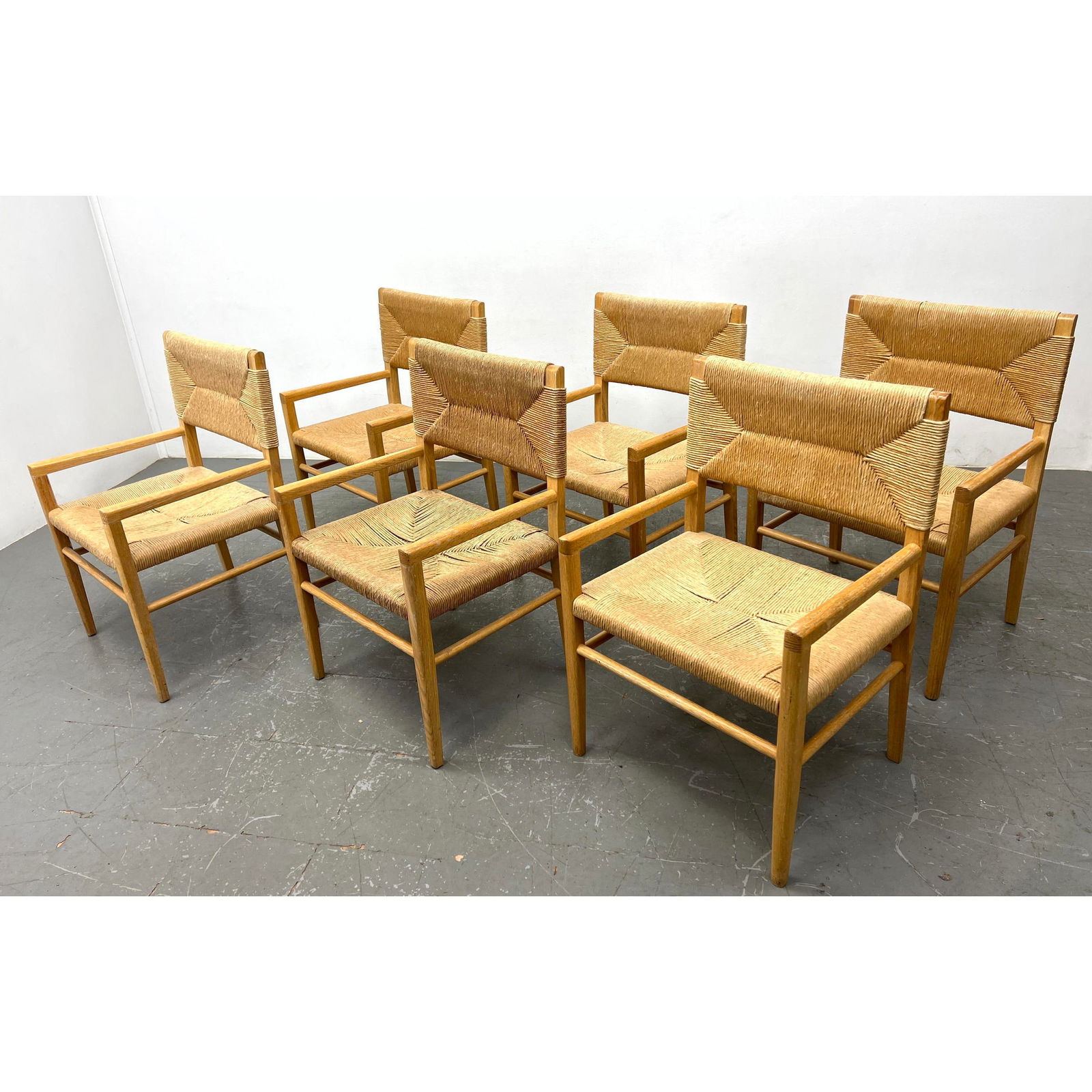 Set 6 Mel Smilow Style Woven Rush Lounge Chairs (1 of 12)