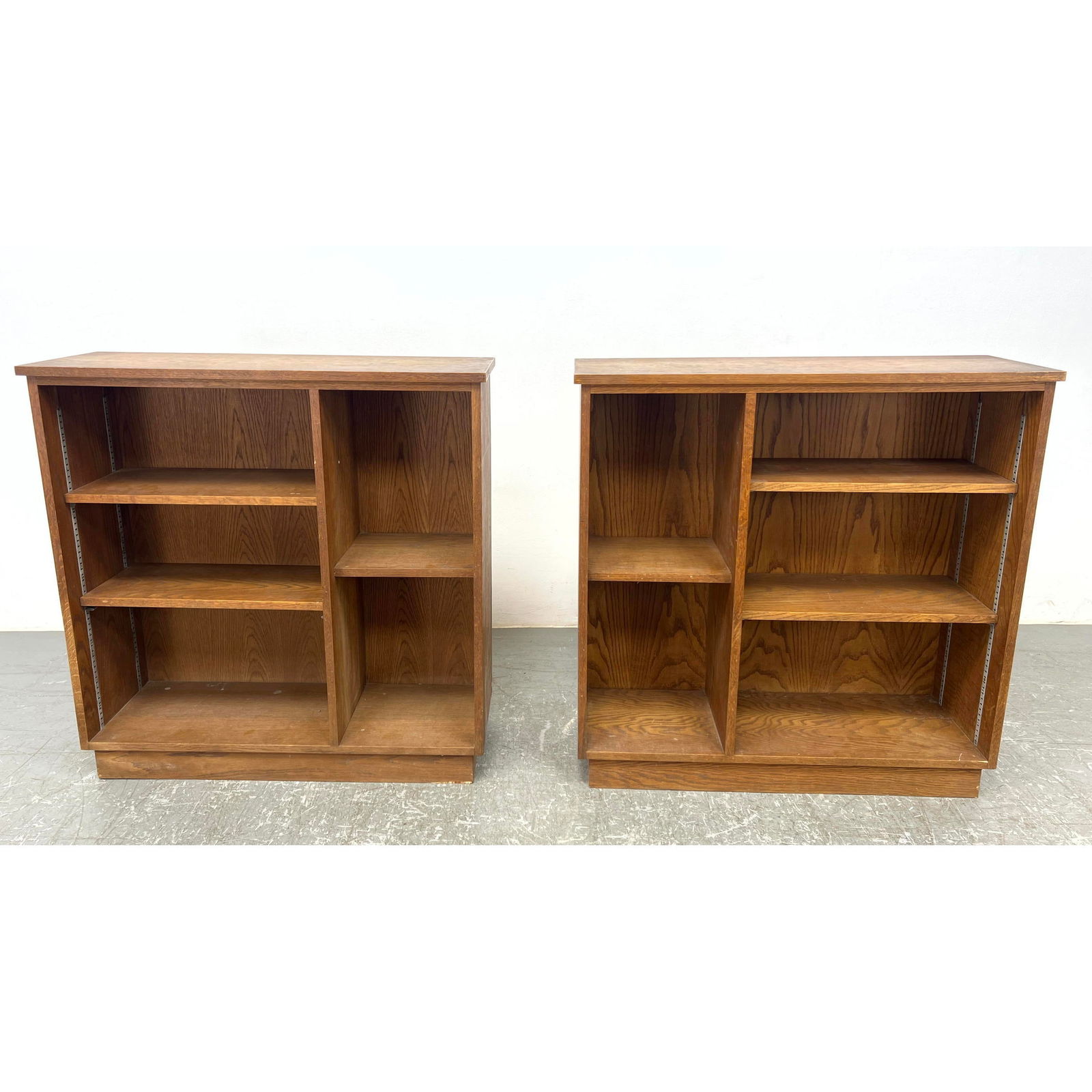 Pair Oak Mid Century Modern Bookcases (1 of 12)