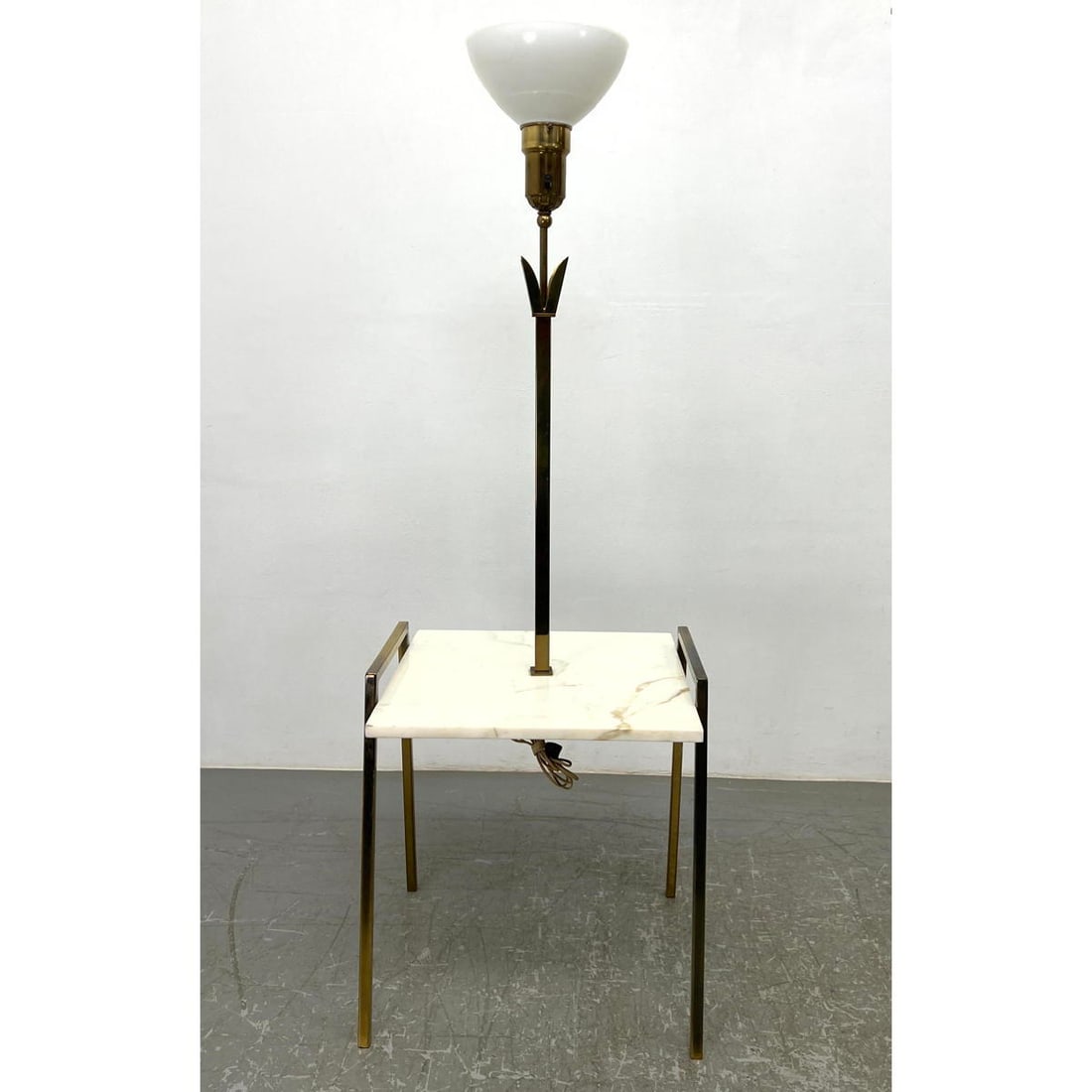 Tommi Parzinger style marble and  brass lamp table. Unsigned. Untested. Takes large socket bulb (1 of 10)