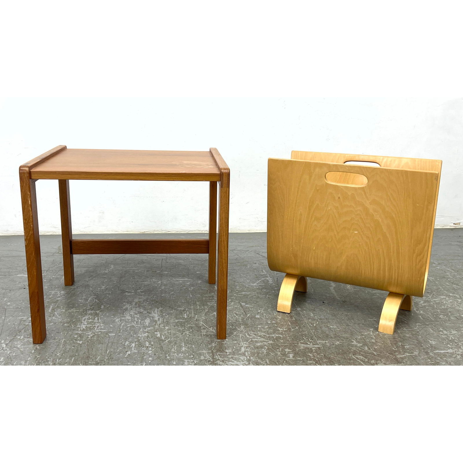 2pcs. Blonde Bentwood Magazine Rack and Danish Teak Side Table (1 of 15)